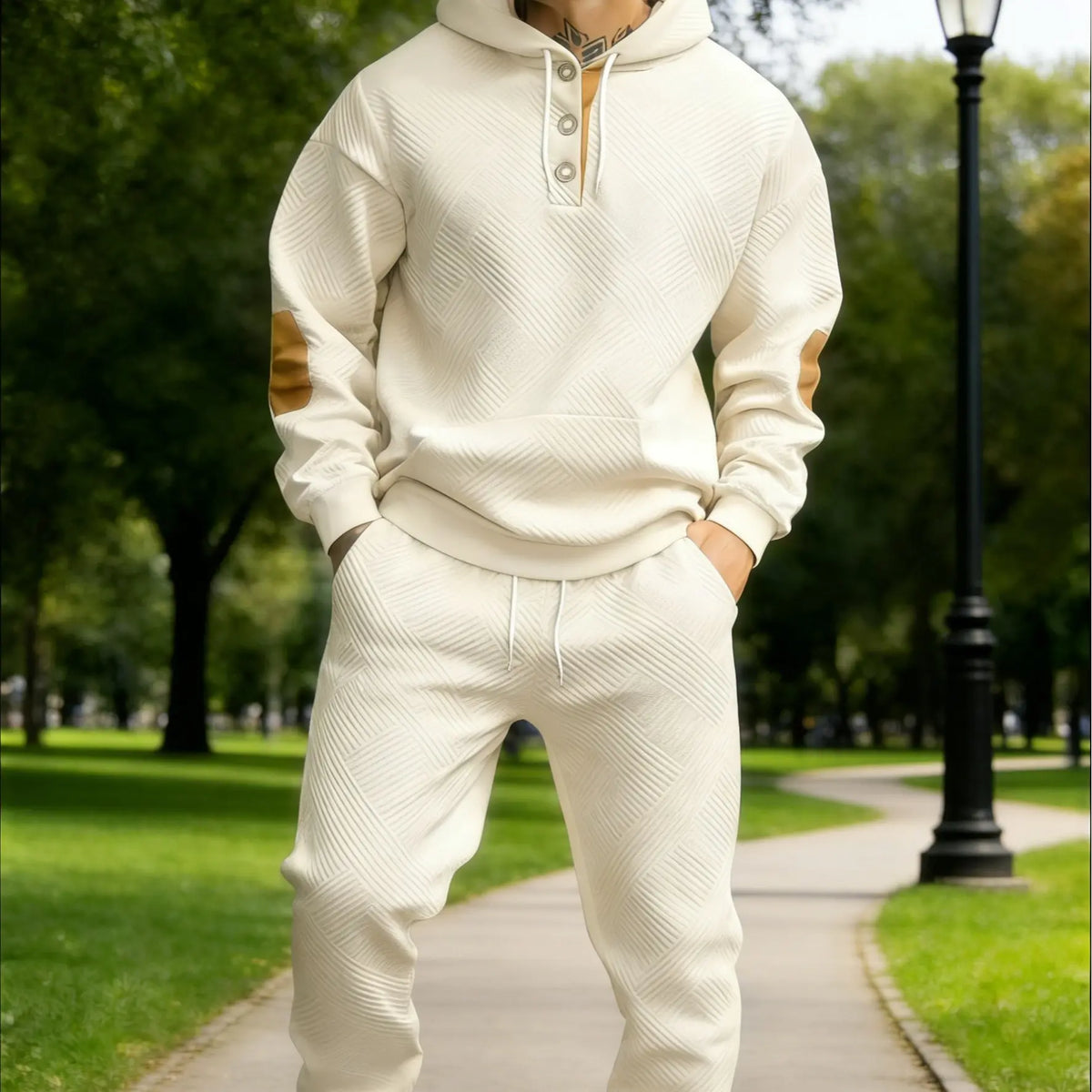 Men's Textured Fleece Hoodie and Sweatsuit Set