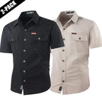2-pack: summer outdoor casual short-sleeve work shirt with multiple pockets, lightweight design