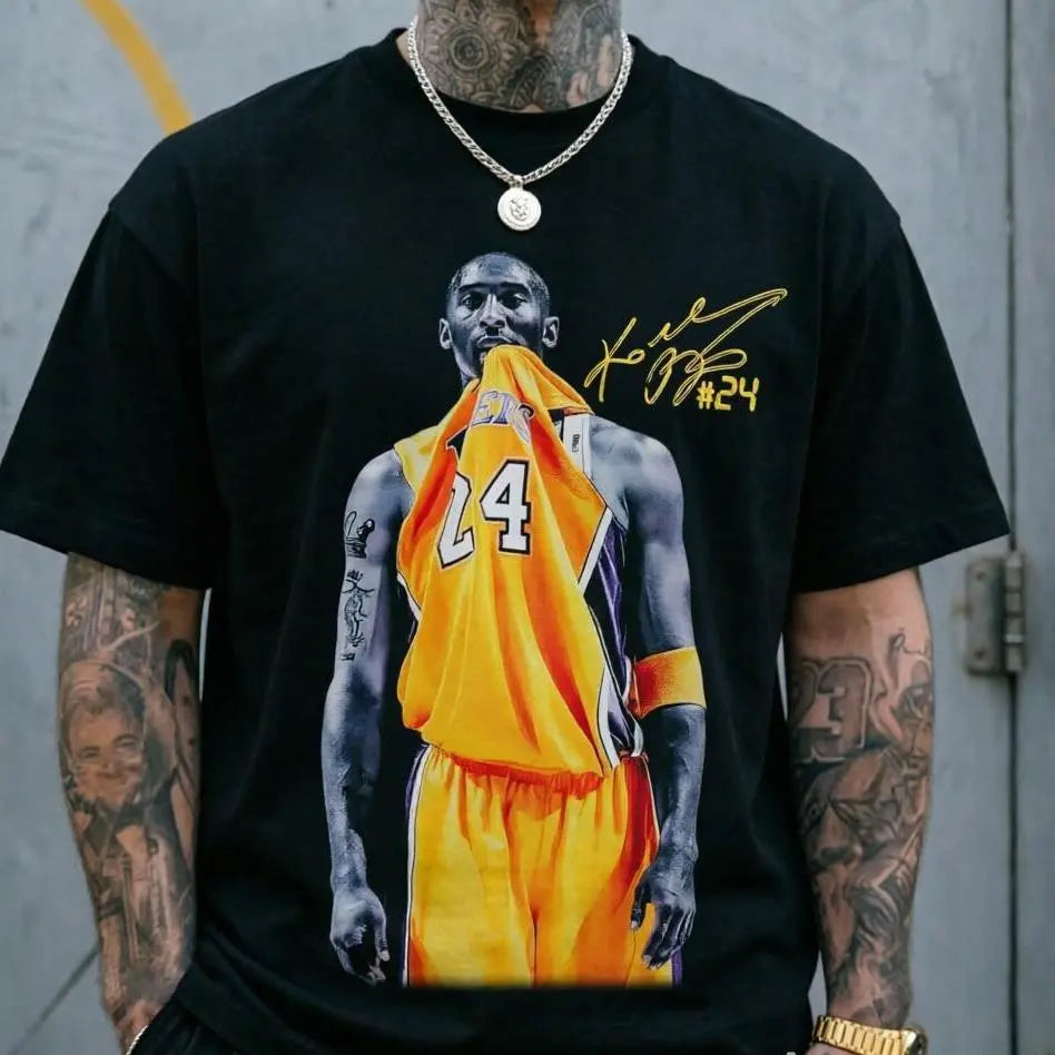 Men's Vintage Kobe Bite Character Cotton Short-Sleeve T-Shirt