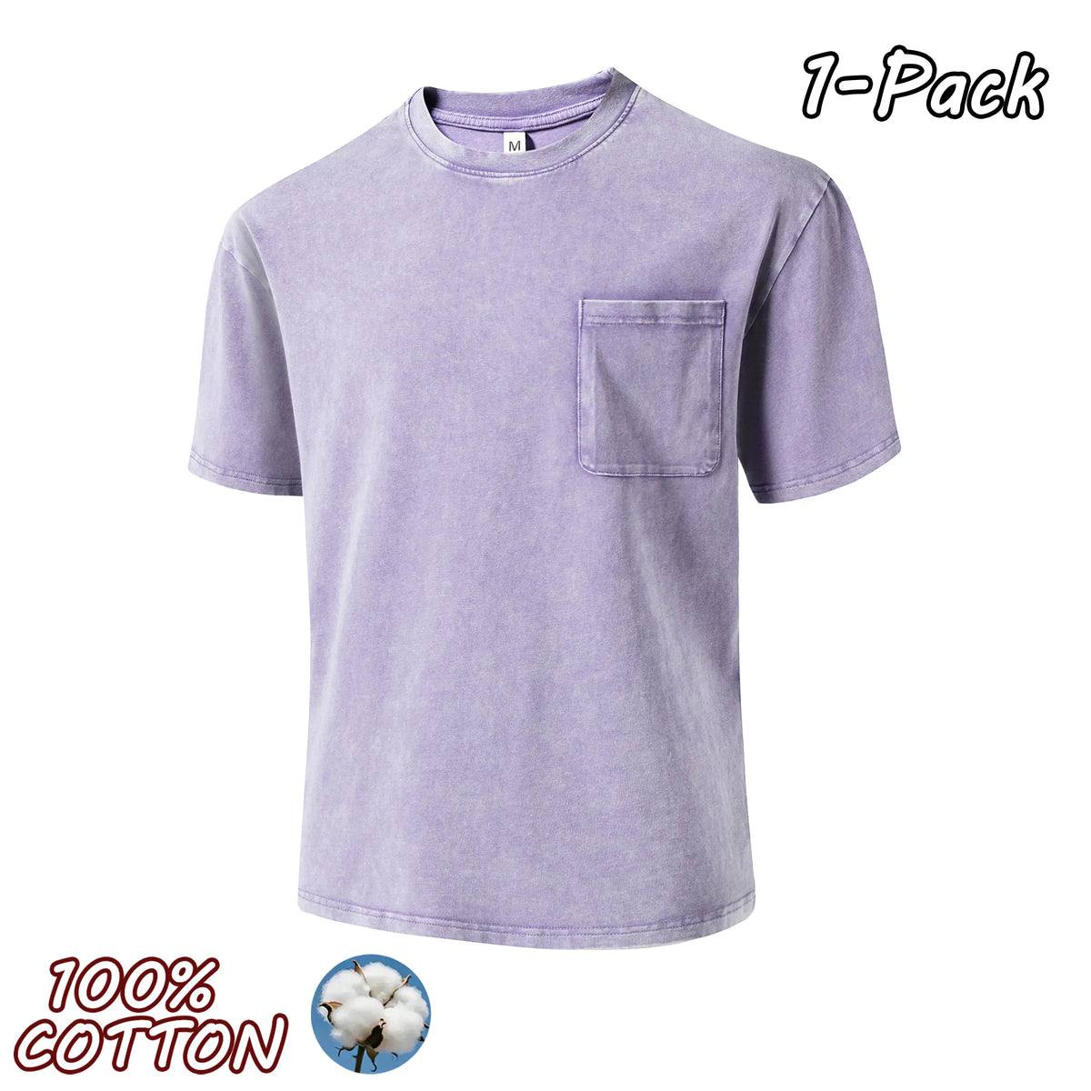 4-Pack Men's Vintage Washed 100% Cotton Crew-Neck T-Shirts