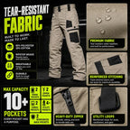 Amoyer Men's Tactical Work Pants With Multiple Pockets - Made Of Durable Fabric, Available in Multiple Colors, Fishing, outdoor activities, work, hiking, camping, 230g/m² new fabric,Versatile For Spring, Autumn, And Summer, Safe Work Pants, Trouser