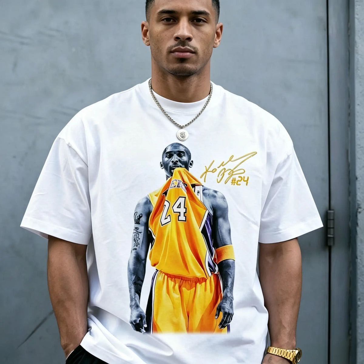 Men's Vintage Kobe Bite Character Cotton Short-Sleeve T-Shirt
