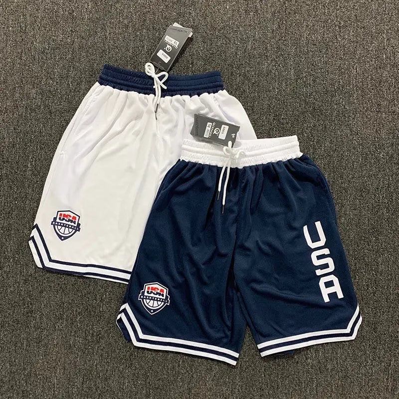 Men's 2-Pack Baggy Ice Silk Athletic Shorts, Loose-Fit with USA Letters All Over Print, Elastic Waist, Quick-Dry for Basketball & Gym, Machine Washable Men's Shorts, Fashion Apparel, Baggy Shorts