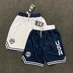 Men's 2-Pack Baggy Ice Silk Athletic Shorts, Loose-Fit with USA Letters All Over Print, Elastic Waist, Quick-Dry for Basketball & Gym, Machine Washable Men's Shorts, Fashion Apparel, Baggy Shorts