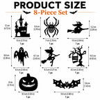 Halloween LED Silhouette Wall Light Stickers, Battery Powered Peel & Stick Decor Lights, No Drill PET Waterproof Wall Decor, Spooky Ghost Pumpkin Witch Bat Castle Spider Tree Ornaments for Home Window Door Party, 9/18/27 Pack Available