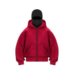 Balaclava Hoodie With Built-In Zip - Black Polyester Long Sleeve Men's Athletic Sweatshirt for Autumn Winter Sports & Casual Wear