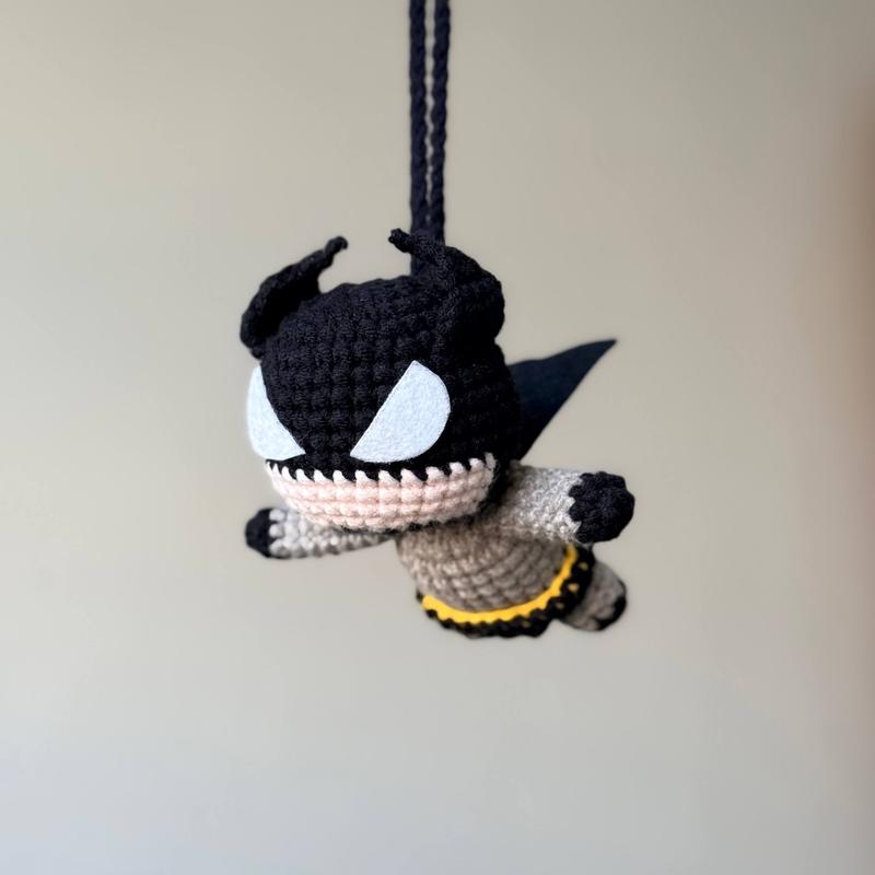 Handmade Whimsical Crochet Rearview Mirror Hanger - Yarn Plush Ornament, Unisex Unique Gift, Cute Car Decorations, Automotive/Vehicle Decoration, Auto Accessories, DIY Knitting & Crochet Craft Item