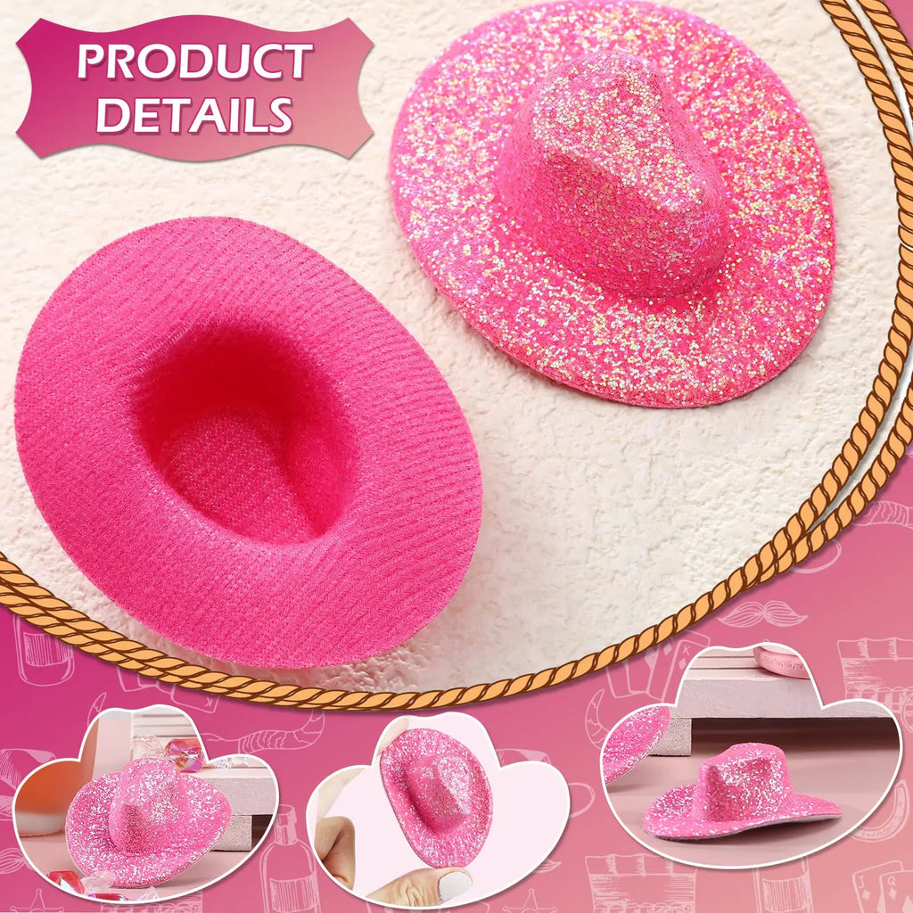 20/40 Pcs Mini Cowboy Boot Shaped Shot Glasses Reusable Cowgirl Hat Boot Cups Neon Drinkware Set Tiny Glitter Shots for Disco Cowgirl Birthday Bachelorette Party Graduation Season Rodeo Night Pink Hen’s Favors Mexican Party Centerpieces