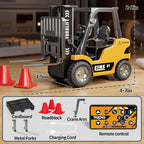 1/64 MINI RC Forklift Toy,Remote Control Engineering Truck with Lights & Sounds,2 in 1 Lift Fork & Hook Truck for Adults Boys Kids Age 6-8 8-12 Years Old.