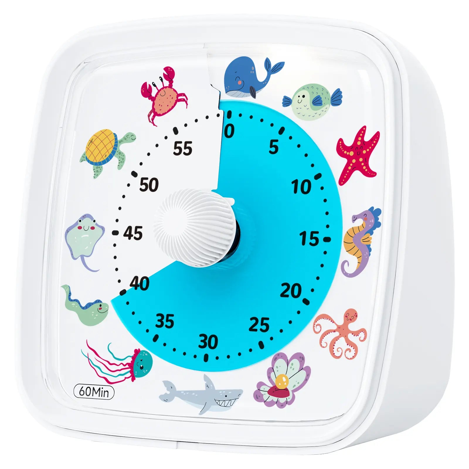 Yunbaoit VT03-Blue Rainbow 60-Minute Silent Visual Timer with Night Light, Bell & ABS Plastic Body - Kitchen Gadget, Utensil for Kids, Work, School Use