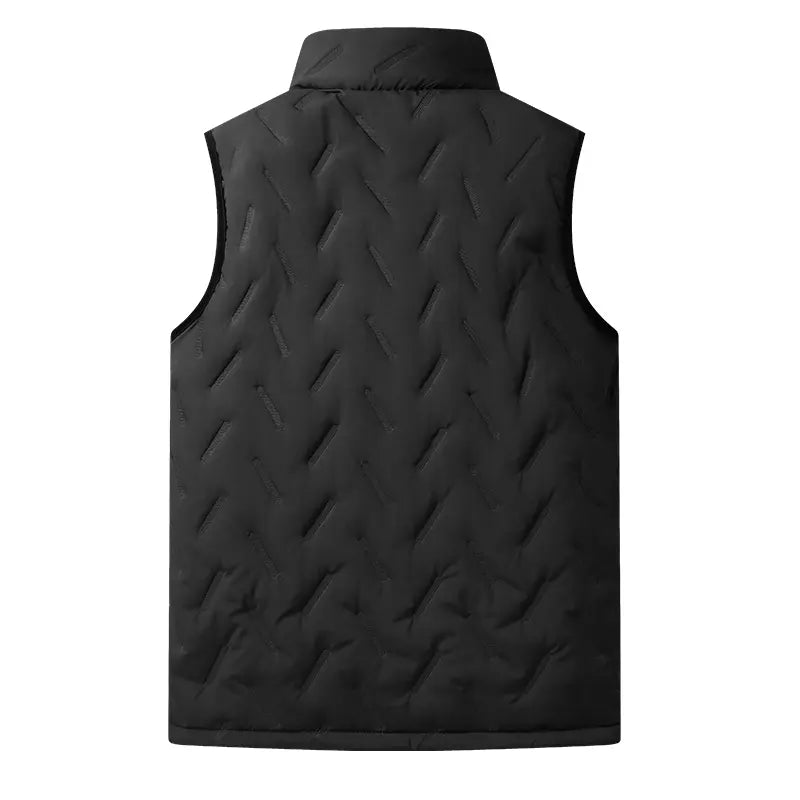 Men's Fleece-Lined Winter Vest with Stand-Up Collar
