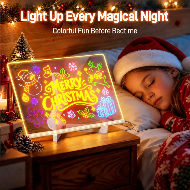 GOMYMO LED Drawing Board for Kids - LED Light Entertainment Toy with Light Effects, Colored Markers, Adjustable Stand, Drawing Templates, Reusable Erasable Doodle/Message Board, Cool Christmas/Viral Christmas Gifts for Boys, Cool Gifts For Kids,techvibes