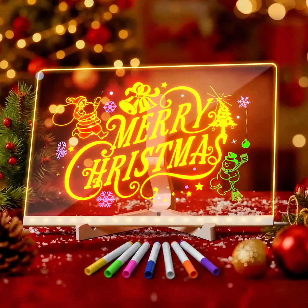 GOMYMO LED Drawing Board for Kids - LED Light Entertainment Toy with Light Effects, Colored Markers, Adjustable Stand, Drawing Templates, Reusable Erasable Doodle/Message Board, Cool Christmas/Viral Christmas Gifts for Boys, Cool Gifts For Kids,techvibes