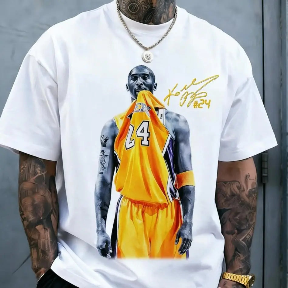 Men's Vintage Kobe Bite Character Cotton Short-Sleeve T-Shirt