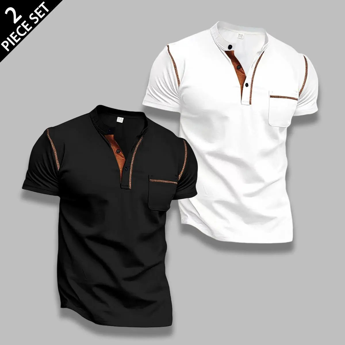 Men's 4-Pack Short Sleeve Henley T-Shirts, Slim Fit Streetwear Tops with Chest Pocket & Contrast Stitch, Breathable for Daily Wear, 4-Piece Set 1, Men's T Shirts, Men’s Clothes