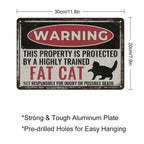 Vintage Fat Cat Warning Metal Tin Sign Wall Decor Accent
