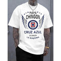 Cruz Azul "Papa Chingon" Graphic Tee - Premium Cotton Men's Soccer T-Shirt, Casual Summer Streetwear Top, Perfect Father's Day Gift for Soccer Dads, Oversized Sportswear Shirt