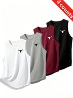 4-Pack Summer Fashion Men's Gym Sports Sleeveless Tank Tops, Breathable Sweat-Wicking Loose Fit Quick-Dry Basketball Shirts, Athletic Apparel, Workout Vests