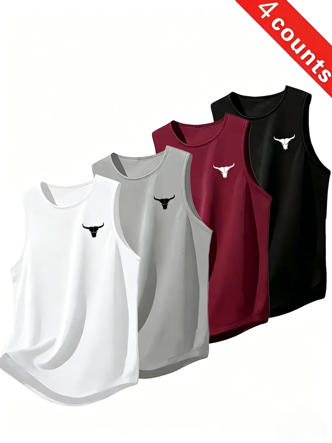 Men's 4-Pack Quick-Dry Loose-Fit Athletic Tank Tops