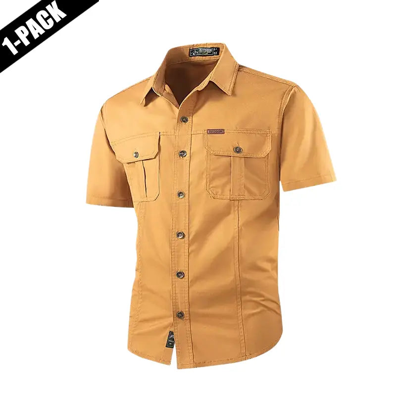 2-pack: summer outdoor casual short-sleeve work shirt with multiple pockets, lightweight design
