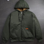 Men's Fleece-Lined Hooded Winter Coat with Full Zip and Pockets