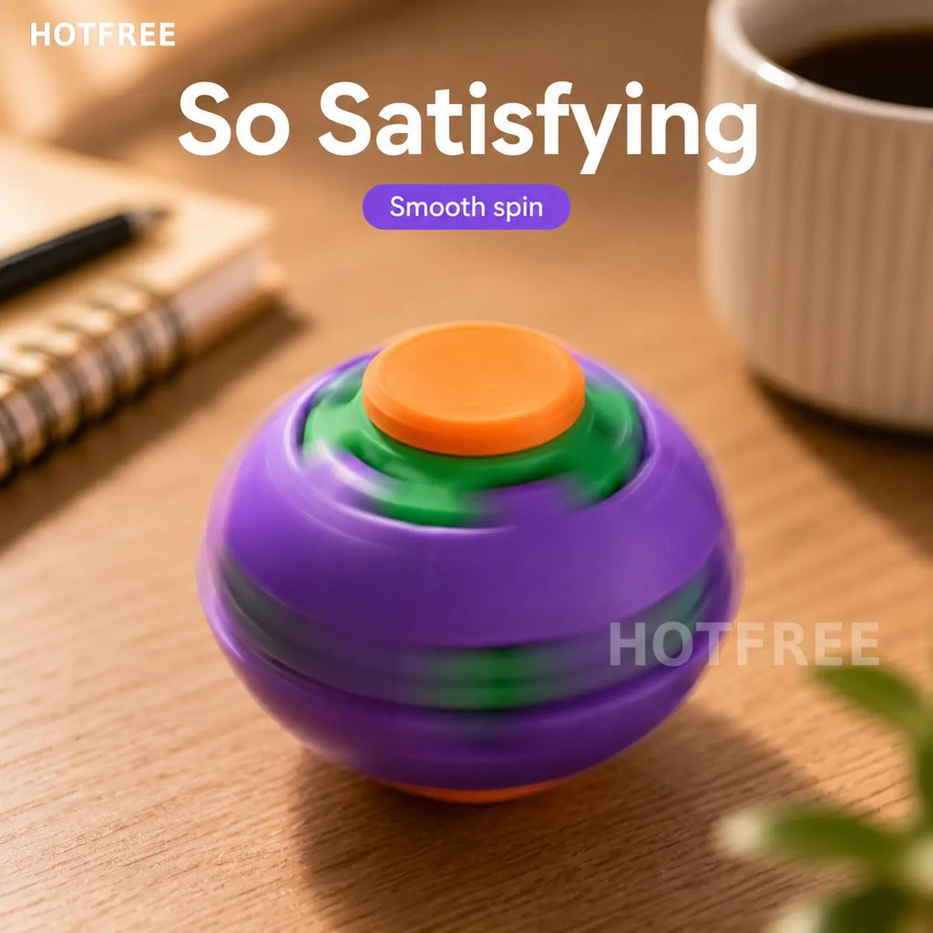 Hotfree Press-to-Spin Transforming Fidget Ball, 3D Printed Fidget Ball Toy, Smooth Spinning Sensory Gyro Toy, Stress Relief Desk Gadget, Anxiety Relief Fidget Spinner, ADHD Focus Aid, Portable Handheld Fidget Gyro Toy for Kids, Teens and Adults
