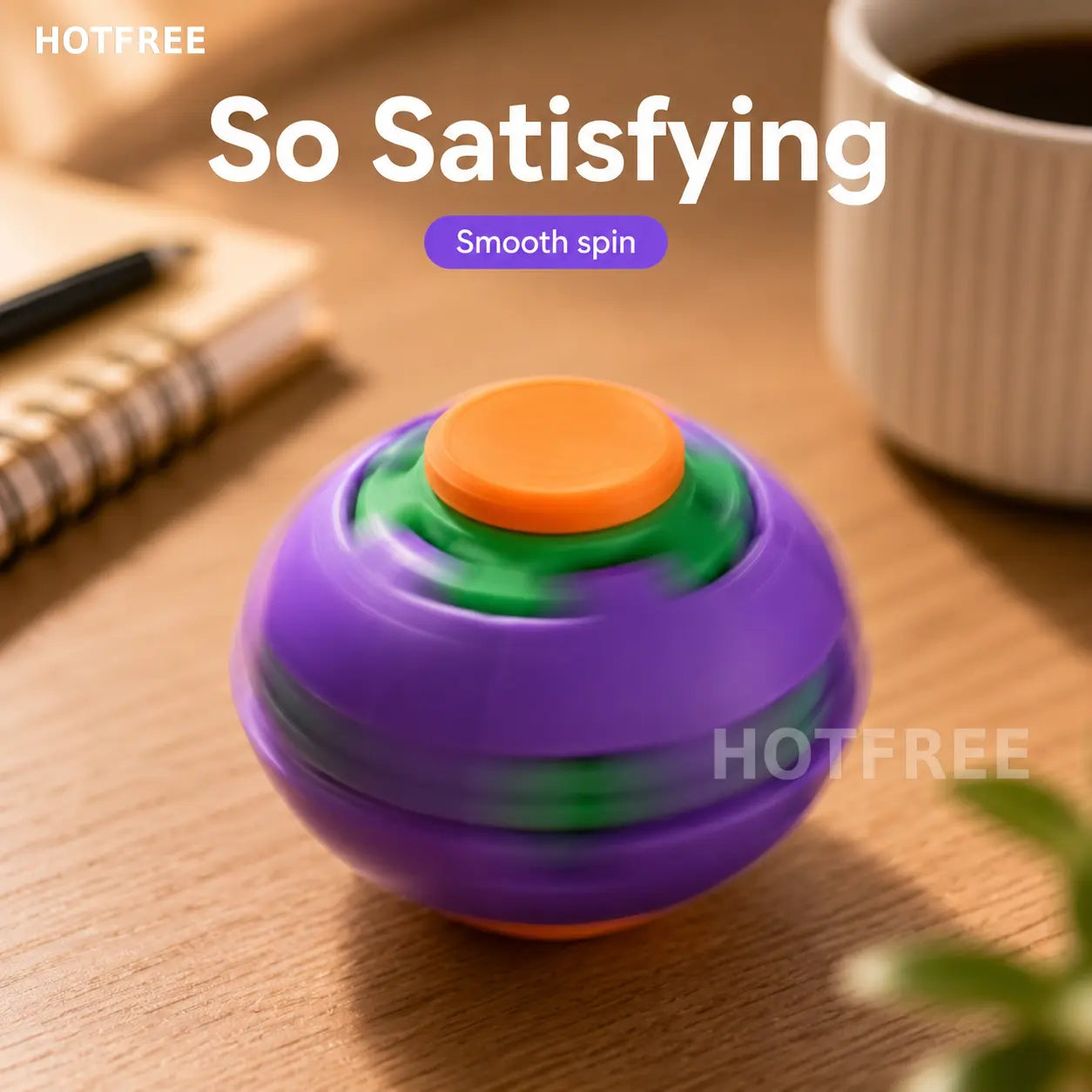 Hotfree Press-to-Spin Transforming Fidget Ball, 3D Printed Fidget Ball Toy, Smooth Spinning Sensory Gyro Toy, Stress Relief Desk Gadget, Anxiety Relief Fidget Spinner, ADHD Focus Aid, Portable Handheld Fidget Gyro Toy for Kids, Teens and Adults