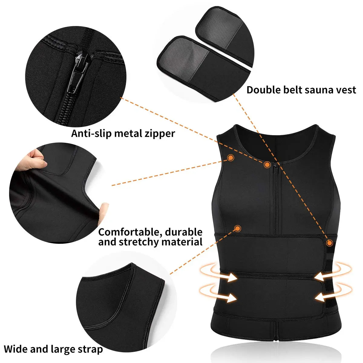 Men's Double Belt Sauna Vest Waist Trainer – Sweat Compression Workout Tank Top
