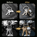 3D Skull Stainless Steel Keychain for Men, Gothic Punk Metal Charm, Cool EDC Gift for Bikers