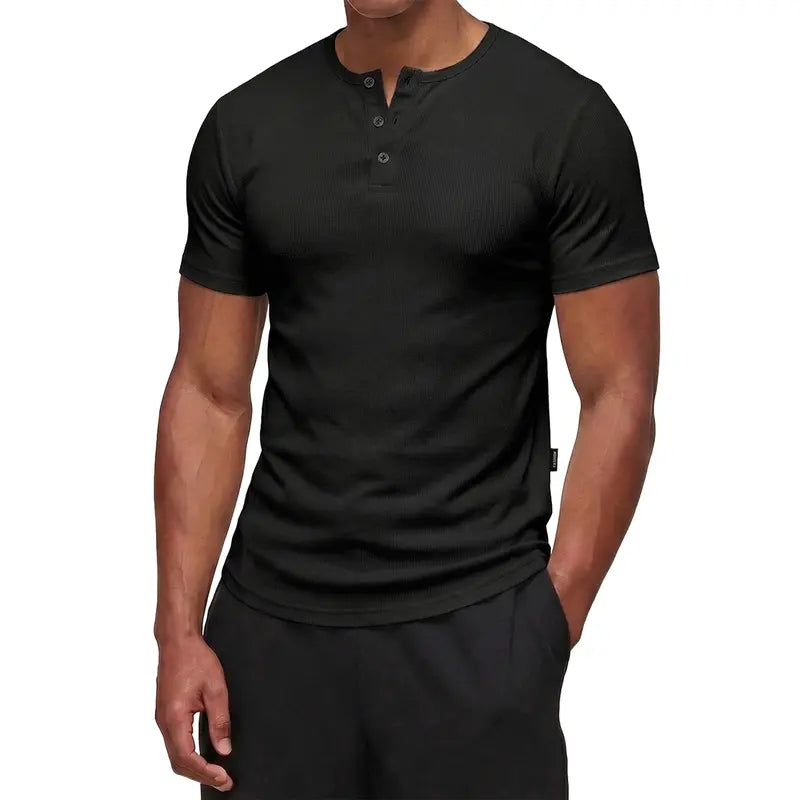JMIERR Men's Plain Muscle Slim Fitted Henley Shirts Crewneck Longline T-Shirt Gym Workout Athletic Shirt Tees with Button Menswear Casual Tops,Men's Classic Streetwear Clothing for Daily Wear,Fall Fashion Outfits 2026