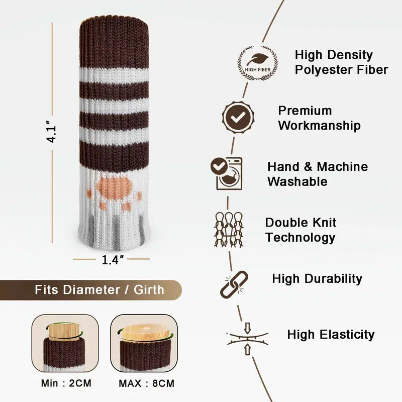 16/24 Piece Stretch Knit Chair Leg Socks for Scratch Protection on Hardwood Floors and Furniture