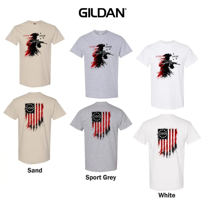 America 250th Anniversary T-Shirt 1776-2026, Men's Casual Patriotic Top with Revolutionary Soldier Graphic, Short Sleeve Soft Cotton Blend, Menswear, Shortsleeve