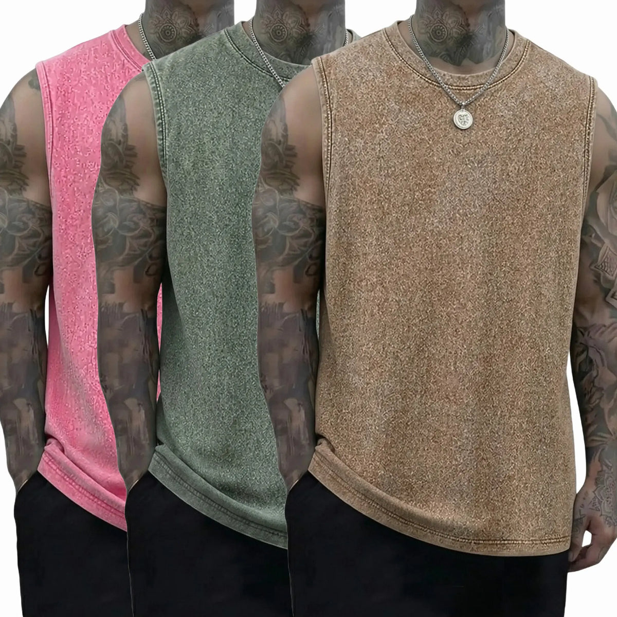 Unisex 3-Pack Vintage Heavyweight Cotton Tank Tops