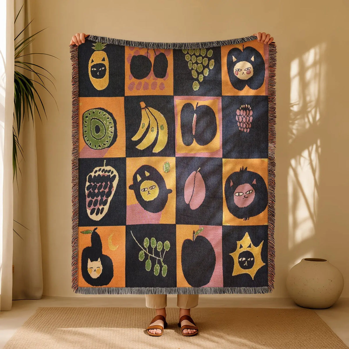 Multi-Function Geometric Tassel Throw Blanket & Sofa Cover