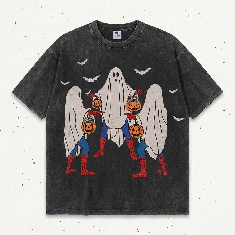 Unisex Halloween Ghost and Pumpkin Graphic Tees, Sweatshirts and Hoodies