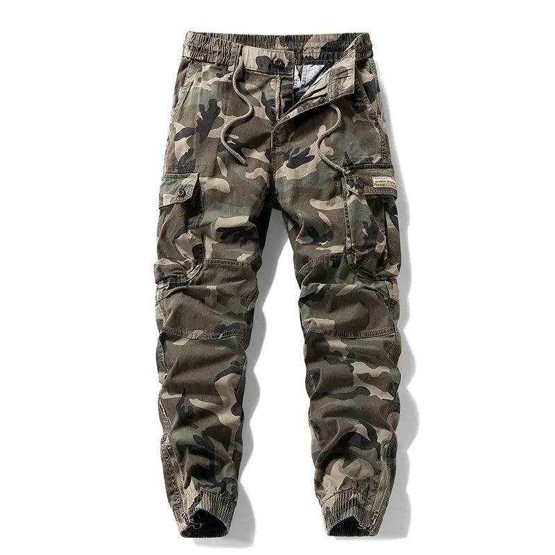 Menswear Fashion Men's Pants - Versatile Functional Cargo Pants for Men, Drawstring Cuffs, Multiple Pockets, Retro Outdoor Casual Style