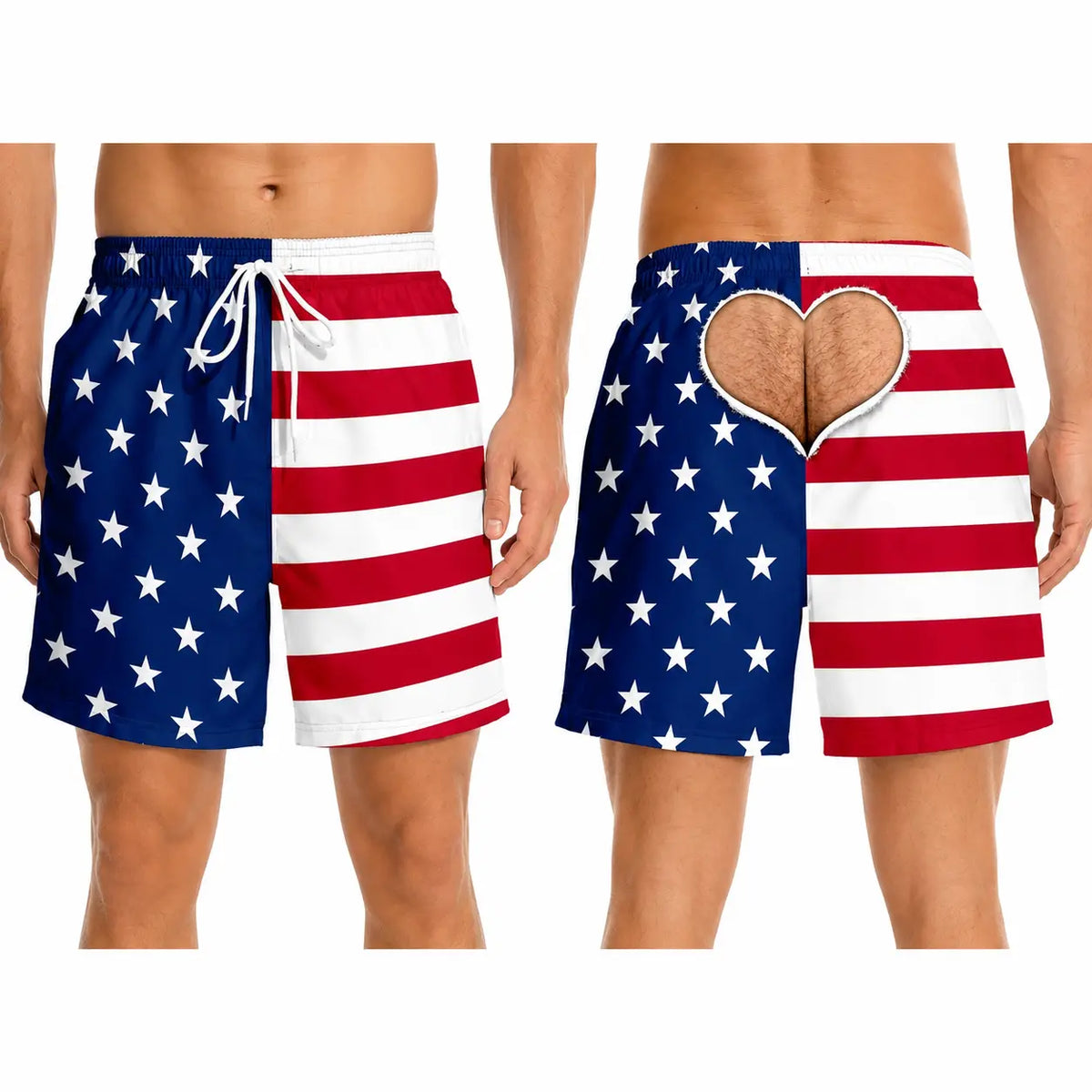 Men's Novelty Patriotic Swim Trunks - American Flag Freedom & Chill Quick Dry Beach Shorts with Mesh Lining - Funny Ugly Summer Hawaiian Shirt Vacation Gifts for Him