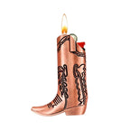 Silver Metal Cowboy Boot Lighter Case Cover for Mini Bic J5
