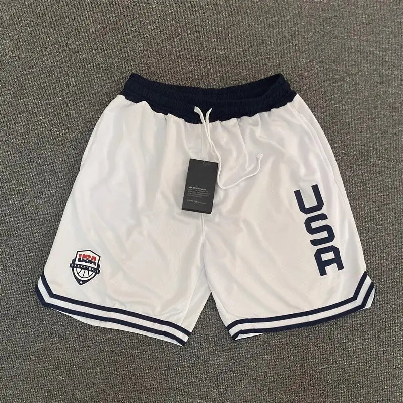 Men's 2-Pack Baggy Ice Silk Athletic Shorts, Loose-Fit with USA Letters All Over Print, Elastic Waist, Quick-Dry for Basketball & Gym, Machine Washable Men's Shorts, Fashion Apparel, Baggy Shorts