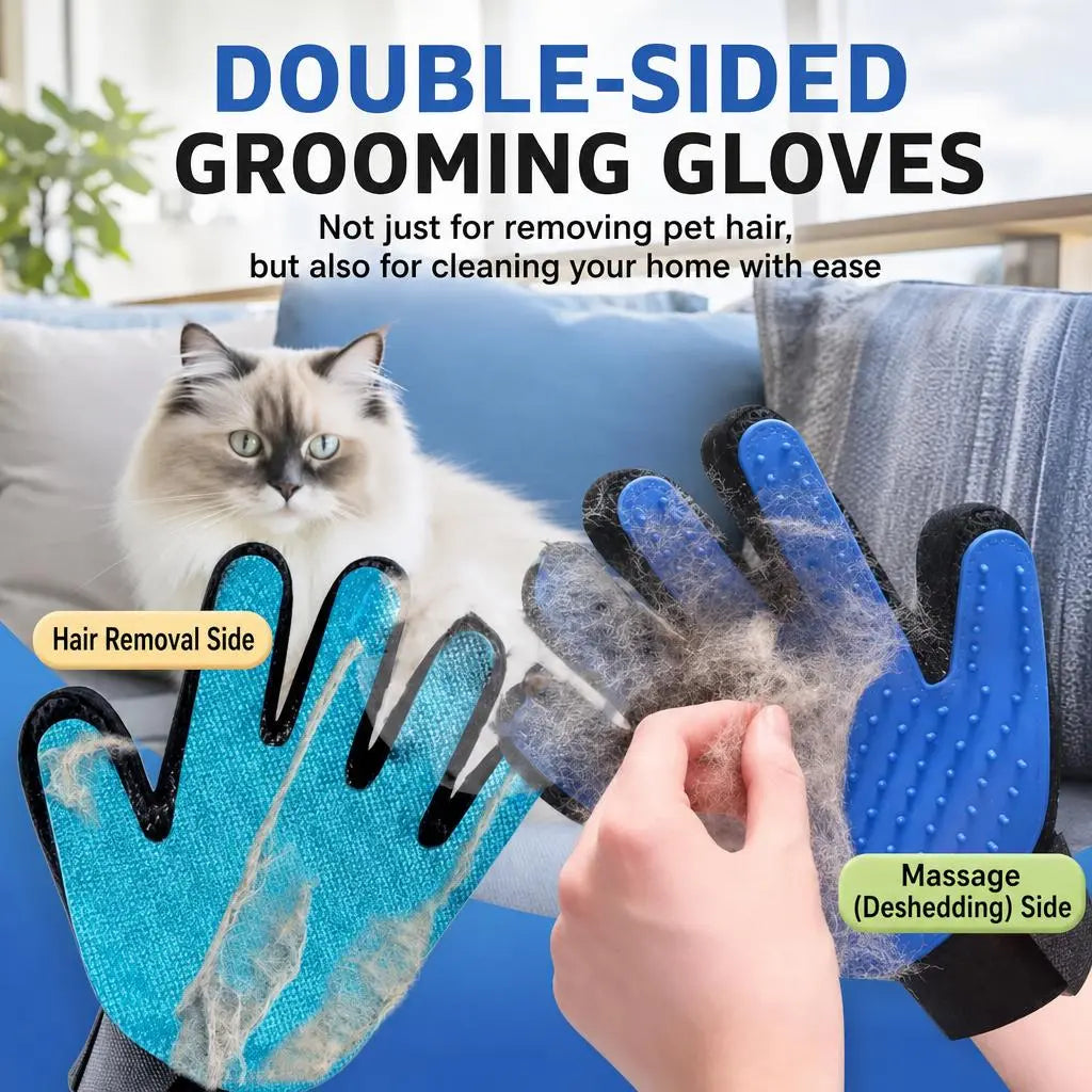 Upgraded 5-Finger Multifunctional Pet Grooming Deshedding & Massage Mitts Set