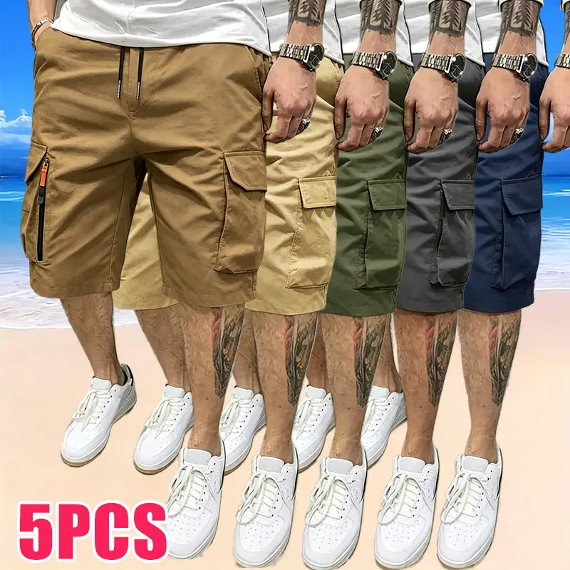 Men's 5-Pack Casual Cargo Shorts with Pockets