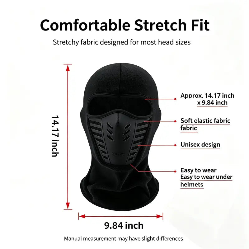 Unisex Fleece Full Face Balaclava Ski Mask - Windproof, Anti-Haze, Soft Sports & Outdoor Hat, Motorcycle Accessory for Skiing, Winter Activities