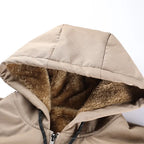 Men's Fleece-Lined Hooded Winter Coat with Full Zip and Pockets
