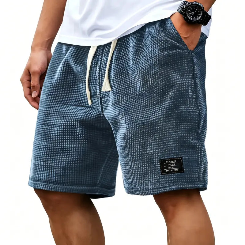 Men's 2-Pack Waffle Casual Shorts (Loose Fit, Solid Color)