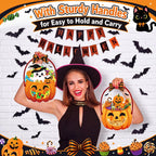 24/50 Pcs Halloween Goodie Bags Plastic Candy Bag Trick or Treat Bags with Cauldron Skeleton black Cat Skull Pumpkin Design,Treat Bags for Student Teacher Colleagues Neighbors,Classroom Snack Storage for Halloween Birthday Party Favor Supplies