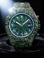 Men's Quartz Watch with Rhinestones, Luxury Ice-Dial Hip-Hop Watch with Full Artificial Water Diamonds, Rhinestone Decorated Watch, Fashionable Stylish Watch