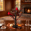 Festival Luminous Vintage Design 2-Piece 21-in Faux Raspberry Tree Stand Decorative Lights - AA-Powered, Red Raspberries, 8 Bird Decorations, Desktop Home/Party Decor for Weddings, Birthdays