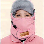 Unisex Fleece-Lined Outdoor Biking Hat with Goggles, Casual Style, Thick Inner Lining, Full Face Coverage, Warm Winter Sports Accessory (QXM)