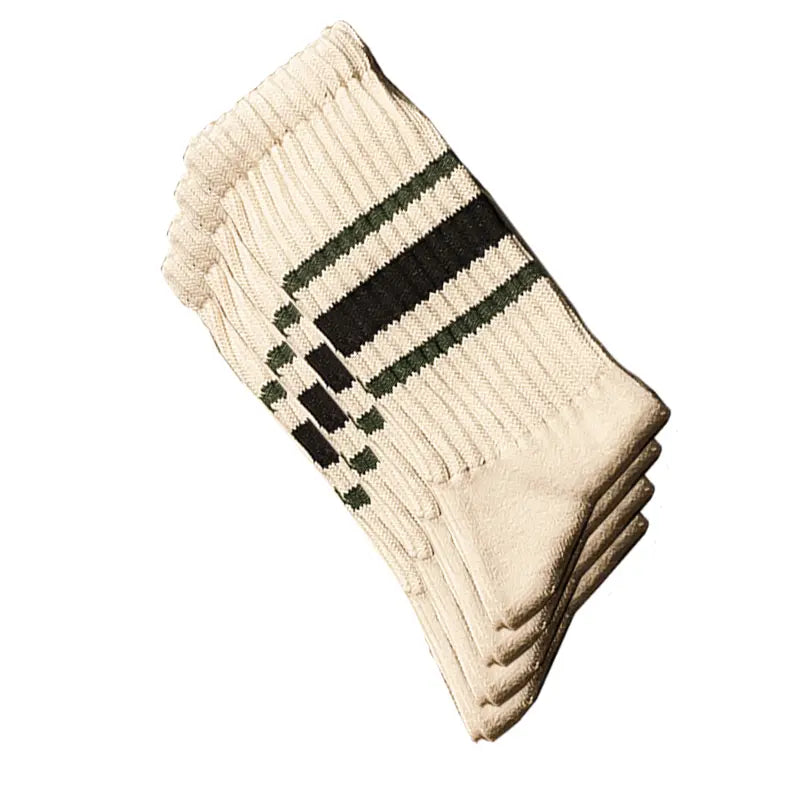 4 Pairs Natural 98% Cotton Crew Socks - Seamless, Breathable, Cozy Fall & Winter Socks for Women & Men