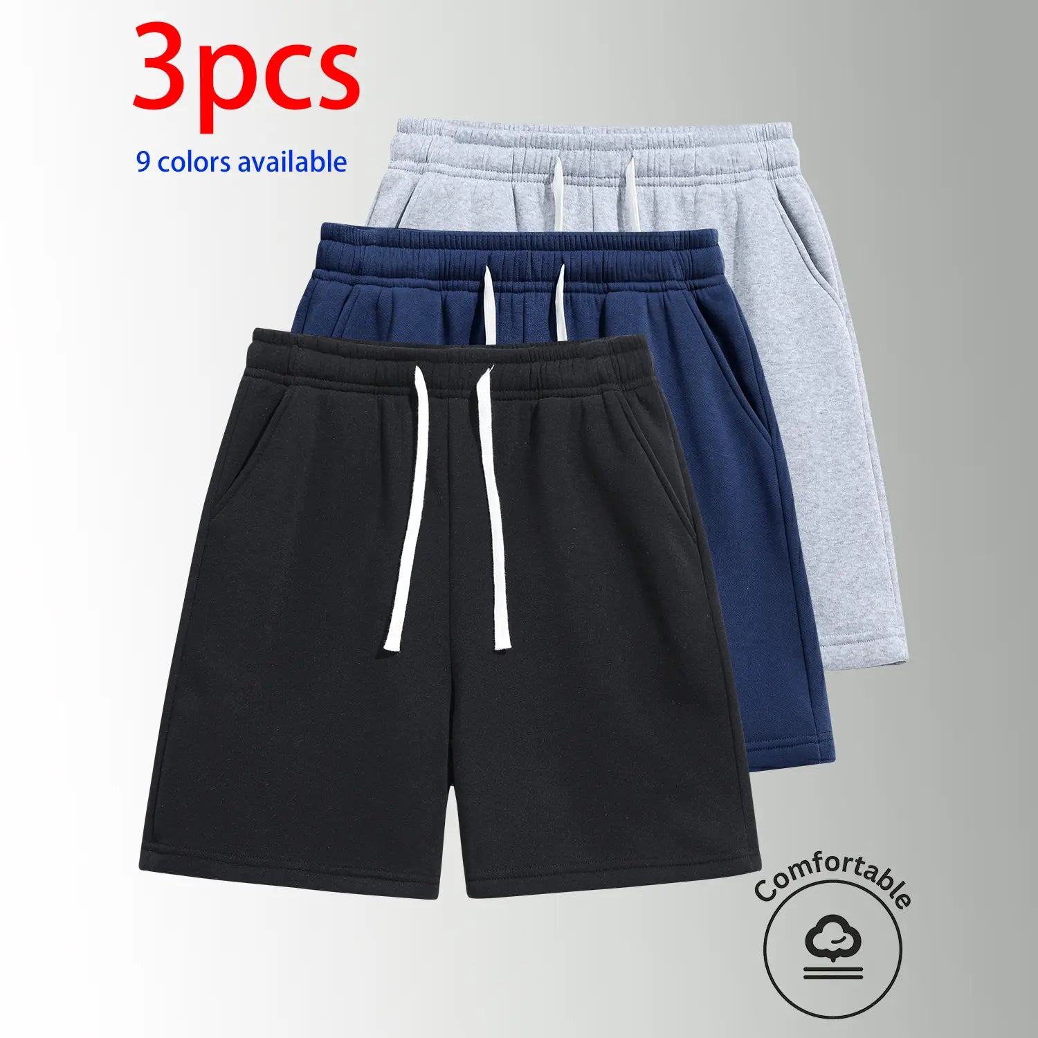 Unisex 3-Pack 5-Inch Drawstring Athletic Shorts: Breathable Running & Casual Shorts